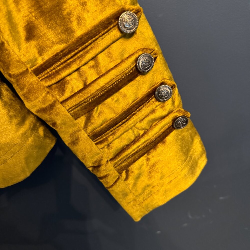 Free People Military Gold Orange Yellow Velvet MilitaryJacket Size Medium M - Picture 10 of 10